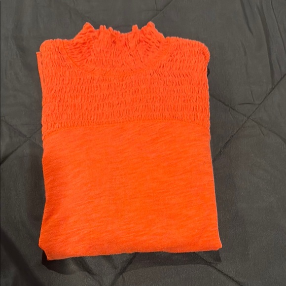 Free People Women's Orange Smocked Top - Picture 6 of 7